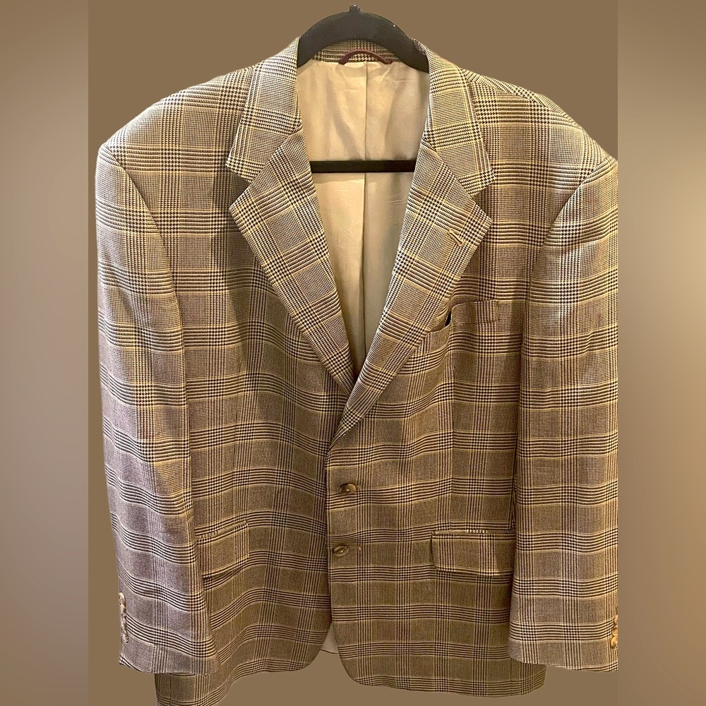 Hart Schaffer Marx Brown Plaid Blazer 42R